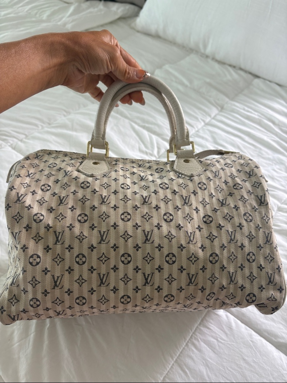 Louis Vuitton Beige and Brown Monogram Canvas Satchel RARE